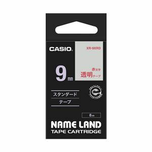 【新品】【5個セット】 カシオ計算機 ネームランドテープ9mm 透明 赤文字 XR-9XRDX5