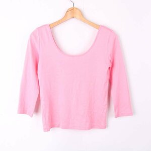 ラルフローレン Tシャツ 7分袖 コットン100% トップス 日本製 レディース Mサイズ ピンク RALPH LAUREN