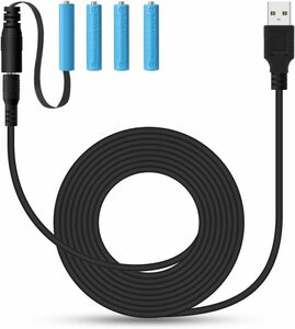 ブラック LANMU エネループ 単4形 ダミー電池 単4 バッテリー電源 4個セット充電池USB-DCケーブル付き 単4形バッテ