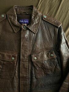 【傑作】美品 Ralph Lauren PURPLE LABEL RRL MOTOR CYCLE LEATHER JACKET ラルフローレン パープルレーベル 革ジャン レザージャケット S