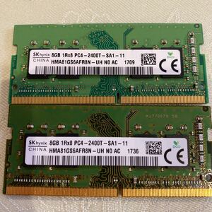 SKhynix DDR4 19200 1RX8 PC4 2400T 8GBX2枚セット(16GB)