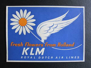 KLMオランダ航空■CARGO■切り花■FRESH FLOWERS from HOLLAND■生花■フレッシュフラワー■大型ラベル■1950