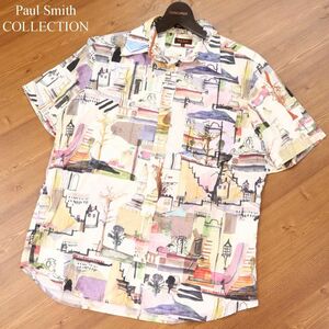 14SS★ Paul Smith COLLECTION ポールスミス コレクション エディンバラ 街並み イラスト総柄★ 半袖 シャツ Sz.M　メンズ　G3T01767_6#A