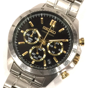 セイコー クォーツ クロノグラフ 腕時計 8T63-00D0 メンズ ブラック文字盤 稼働品 純正ブレス ファッション小物
