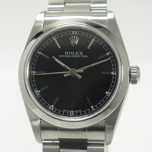 【中古】ROLEX オイスターパーペチュアル 自動巻き SS ブラック文字盤 A番 77080