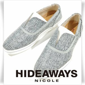 新品1円～★定価1万 ハイダウェイ ニコル HIDEAWAYS NICOLE メンズ ファブリック スリッポンシューズ 25.5cm グレー ◆9922◆