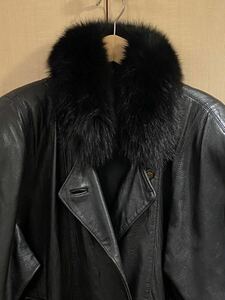 レザージャケット シープレザー 羊革 ジャケット エレガント　レアファ襟　レディース　ブラック　黒 フリサイズ
