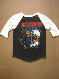 N200＊80’ｓビンテージ SCORPIONS 84年 ツアーTシャツ ベースボールTシャツ M 黒/白 Mackler MADE IN USA US TOUR 1984 スコーピオンズ