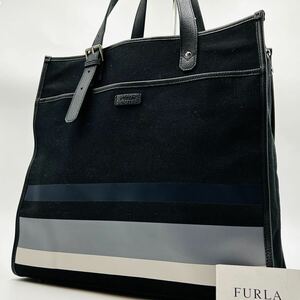 1円 〜【入手困難品】定価10万円 フルラ FURLA トートバッグ ビジネスバッグ ブリーフケース A4 2way ネイビー レザー メンズ レディース