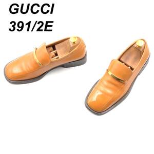 即決 GUCCI グッチ 24.5cm 39.5E 1399 メンズ レザーシューズ ローファー 茶 ブラウン 革靴 皮靴 ビジネスシューズ
