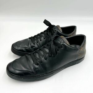 1円 LOUIS VUITTON ルイヴィトン スニーカー 靴 モノグラム ローカット レザー PVC 黒 ブラック メンズ 7 1/2 26cm相当
