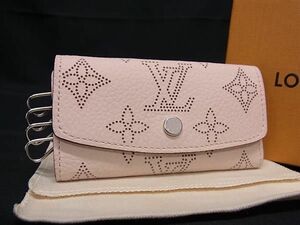 1円 ■極美品■ LOUIS VUITTON ルイヴィトン M64056 モノグラムマヒナ ミュルティクレ4 4連 キーケース 鍵入れ ピンクベージュ系 FC1204