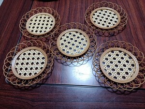 昭和レトロ　竹製　コースター　 茶托