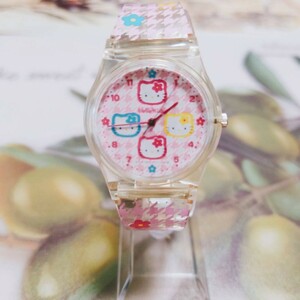 【レア】サンリオ ハローキティ 腕時計 クォーツ 3針 花柄 ピンク アクセサリー レディース