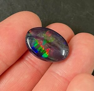 【大粒】極上最高級天然ブラックオパール　カボションルース　19.6×14mm　10.0ct　遊色綺麗　一円～