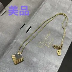 Christian Dior スクエアプレートネックレス　ゴールド/シルバー美品