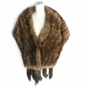 極美品▼Guy Laroche ギラロッシュ SABLE ロシアンセーブル 房付き 本毛皮ショール/ストール ブラウン 毛質艶やか・柔らか◎