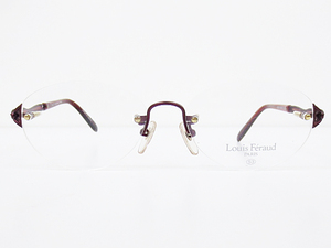 ∞【デッドストック】Louis Feraud ルイフェロー 眼鏡 メガネフレーム 9306 53[]16-135 メタル ツーポイント ボルドー 日本製 □H8