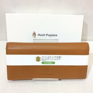 新品☆Hush Puppies ハッシュパピー ゴートスキン(やぎ革) 長財布 ブラウン キャメル 箱付き