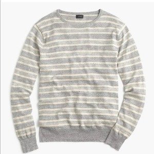 SALE！【新品】サイズ:XL ジェイクルー J.CREW Rugged Cotton Crewneck Sweater in Large Stripe ライトグレー/オフホワイト 2