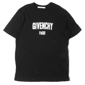 GIVENCHY ジバンシィ Tシャツ サイズ:XS デストロイ 加工 ロゴ プリント クルーネック 16P 7704 485 ダメージ ブラック 黒 トップス