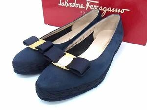 1円 ■美品■ Salvatore Ferragamo フェラガモ ヴァラリボン ウェッジソール パンプス 表記サイズ 5(約22.5cm) 靴 シューズ AW9878