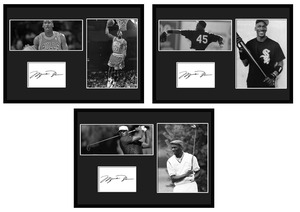 バスケ!野球!ゴルフ/Michael Jordan/マイケル・ジョーダン /サインプリント&証明書付きフレーム/BW/モノクロ/ディスプレイ (3W)