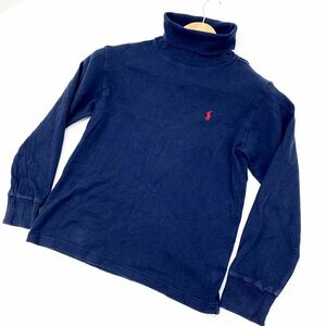 ポロラルフローレン ☆ POLO RALPH LAUREN 【お子様の防寒に♪】 ハイネック ロングスリーブ Tシャツ 140cm ネイビー 濃紺 上質感♪■DE