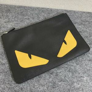 6221. FENDI バグズアイ クラッチバッグ モンスターアイ フェンディ セカンドバッグ ポーチ ブラック 黒