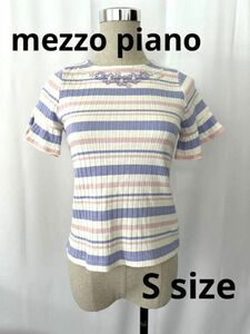 mezzo piano お花ビジューボーダートップス　140