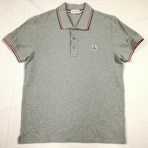 美品 MONCLER モンクレール ポロシャツ ワッペン 半袖 グレー MAGLIA トリコロール 50-6