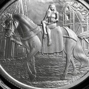 レディ・ゴディバ 1オンス .999銀貨 中世の伝説 神話的な美しい裸の馬
