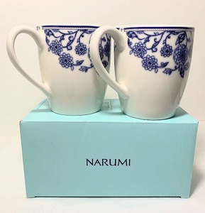 美品！NARUMI ナルミ ブルーフラワー マグカップ ペア 箱付き