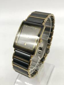0403-520T⑲23325 RP 腕時計 RADO ラドー DIASTAR 160.0281.3N 黒文字盤 スクエア スイス製 不動 電池切れ？