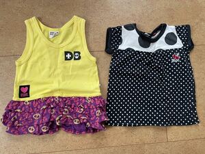 女の子2枚セット美品BLOCブロック半袖TシャツとドリームベビーDREAMBABYワンピース80チュニック保育園幼稚園