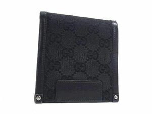 1円 GUCCI グッチ 101663 GG柄 GGキャンバス 二つ折り 財布 ウォレット 札入れ 小銭入れ カード入れ メンズ ブラック系 AW8182