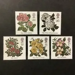 (おまとめ済み)外国未使用切手　イギリス　1991   バラ　5枚