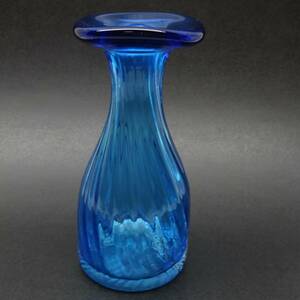 U2 工芸 アンティークガラス 青 ブルー 一輪挿し 花瓶 フラワーベース 置物