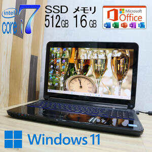 ★美品 最上級4コアi7！新品SSD512GB メモリ16GB★AH77/H Core i7-3610QM Webカメラ Win11 MS Office2019 Home&Business ノートPC★P68890