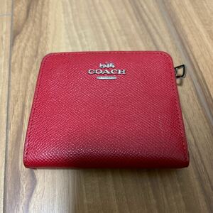 【H】COACH コーチ 財布 二つ折り財布 レッド ジャンク品