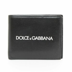 ◆501369 DOLCE & GABBANA ドルチェ&ガッバーナ ドルガバ 二つ折り財布 レザー メンズ ブラック
