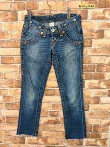 TRUE RELIGION トゥルーレリジョン レディース カットオフ ステッチ スキニーデニムジーンズパンツ USA 24 青 綿