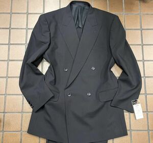 新品【A6 L相当★NIKKEブラックスーツ】4Bダブルスーツ メンズスーツ ブラックフォーマル 礼服 背抜き 冠婚葬祭 喪服 アジャスター付き