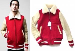 N(N) BY ナンバーナイン ムートン ボア レザー スタジャン 3 Varsity Jacket