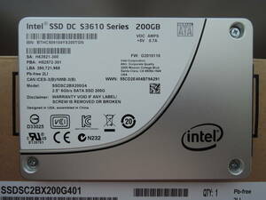 ● Intel SSD 2.5 inch 200GB SATA 600 ● DC S 3610 Series 200GB 6Gb/s ● インテル・使用少 300時間 ●