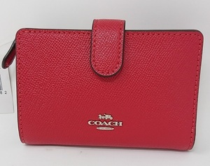 新品 コーチ COACH 財布 L字ファスナー 小銭入れパスケース 折財布 赤 レッド F11484 二つ折り財布 コーナージップ Bright Cordinal