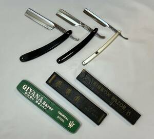 送料無料！！ GIYANA Razor / 飛車角 / RIBBON RAZOR / 3個セット レザー カミソリ 西洋剃刀 日本剃刀 箱付き 理容品