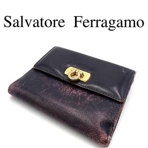 Salvatore Ferragamo フェラガモ 折り財布 ガンチーニ レザー