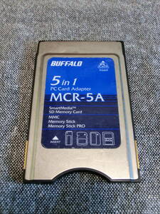 BUFFALO 5in1 PC Card Adapter MCR-5A スマートメディア SD メモリースティック USED