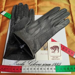 廃版 メローラ ペッカリー灰グレー ライニングなし 革手袋 グローブ 親指-3mm MEROLA